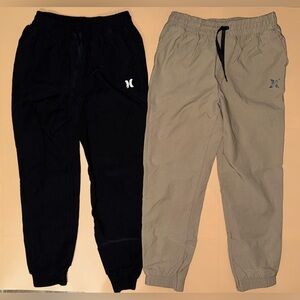 Lot of 2 Hurley Boys Performance Stretch Jogger Pants; Size 7/8 Black & Beige